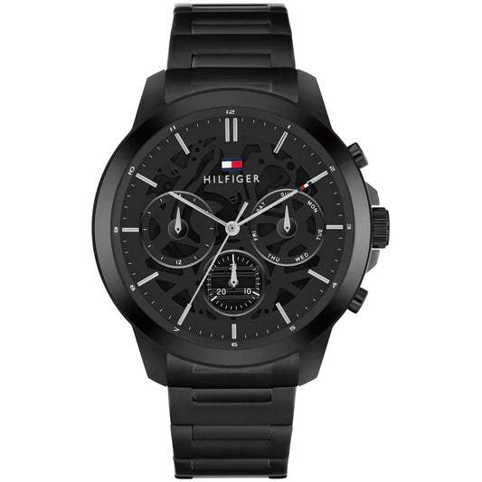 Tommy Hilfiger Henry 1710685 All Black Skeleton Dial Metal Men's Watch