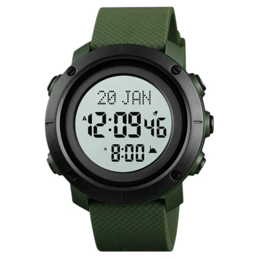 SKMEI 1728 Muslim Qibla Sports Digital Mens Azan Wrist Watch Green