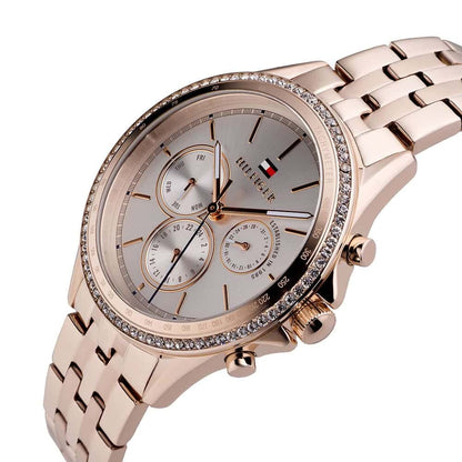 Tommy Hilfiger Ari 1781978 Rose Gold-Tone Crystal Bezel Women's Watch