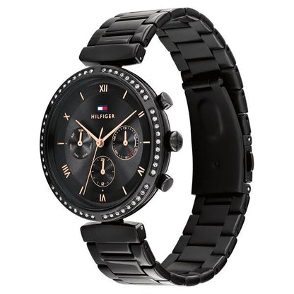 Tommy Hilfiger Lars 1782390 Multi-Function Black Dial All-Black Stainless Steel Women's Watch