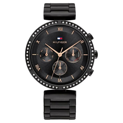 Tommy Hilfiger Lars 1782390 Multi-Function Black Dial All-Black Stainless Steel Women's Watch