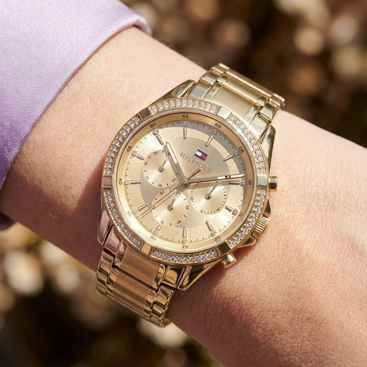 Tommy Hilfiger Kenzie 1782556 Multi-Function Gold Dial Yellow Gold-Tone Women's Watch