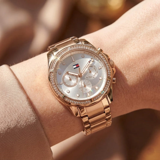 Tommy Hilfiger Brooklyn 1782572 Multi-Function Silver Dial Rose Gold-Tone Women's Watch