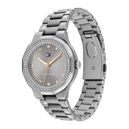 Tommy Hilfiger Piper 1782727 Crystal Bezel Grey Dial Silver Stainless Steel Women's Watch