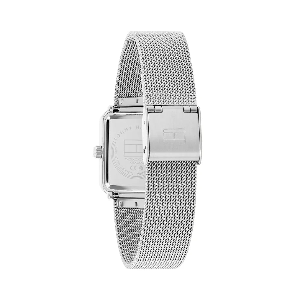 Tommy Hilfiger Tea 1782789 Silver Square Case Light Blue Dial Mesh Women's Watch