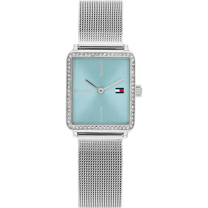 Tommy Hilfiger Tea 1782789 Silver Square Case Light Blue Dial Mesh Women's Watch