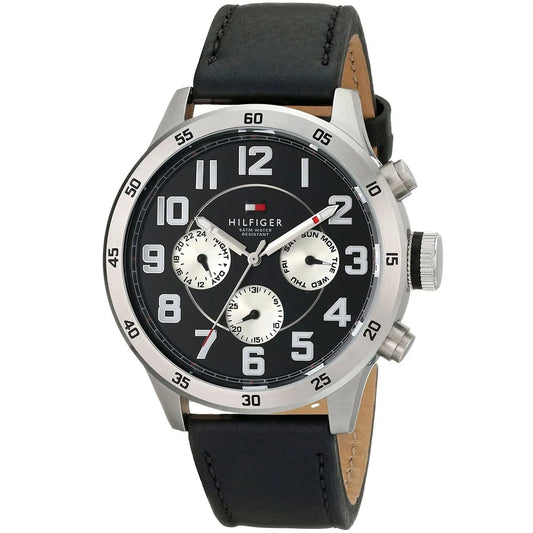 Tommy Hilfiger Men’s Watch – Model 1791050 | Classic Black Leather Design