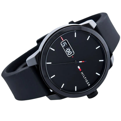 Tommy Hilfiger Denim 1791382 All Black Rubber Strap Men's Watch