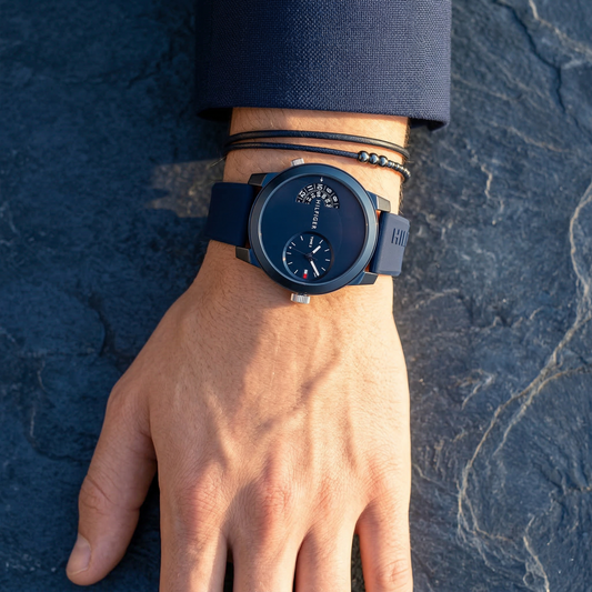 Tommy Hilfiger Denim 1791556 All Blue Dual-Time Rubber Strap Men's Watch