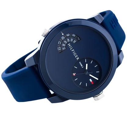 Tommy Hilfiger Denim 1791556 All Blue Dual-Time Rubber Strap Men's Watch