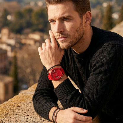 Tommy Hilfiger Denim 1791557 All Red Dual-Time Rubber Strap Men's Watch