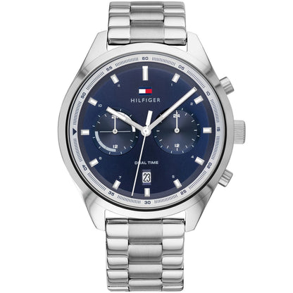 Tommy Hilfiger Bennett 1791725 Silver-Tone Blue Dial Dual-Time Men's Watch