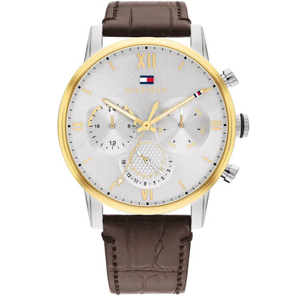 1791884 Tommy Hilfiger Sullivan Men's Chronograph Two-Tone Silver Case Brown Leather Strap Watch