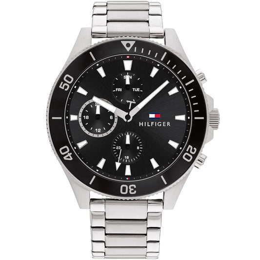Tommy Hilfiger Larson 1791916 Multi-Function Black Dial Men's Silver Steel Watch