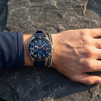 Tommy Hilfiger Larson 1791920 Multi-Function Blue Dial Men's Blue Rubber Watch