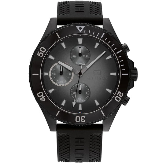 Tommy Hilfiger Larson 1791921 Multi-Function Black Dial Men's Black Rubber Watch