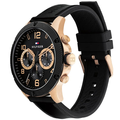 Tommy Hilfiger Blaze 1792028 Multi-Function Black Dial Men's Black Rubber Watch