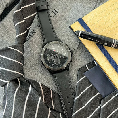 Tommy Hilfiger Men’s Watch – Model 1792062 | Lars Collection Black Leather Elegance