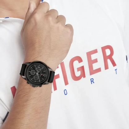 Tommy Hilfiger Men’s Watch – Model 1792062 | Lars Collection Black Leather Elegance