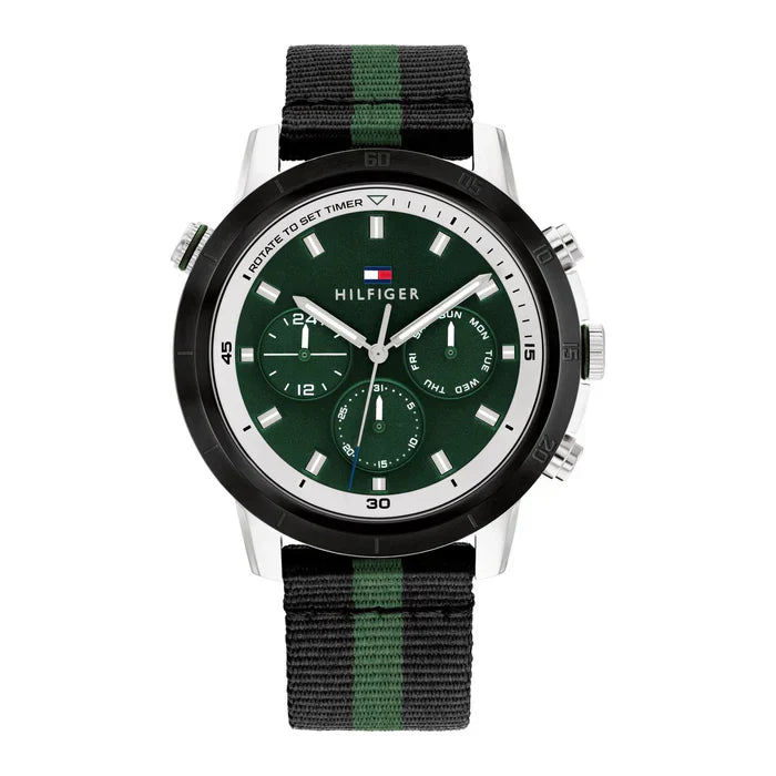 Tommy Hilfiger Men’s Watch – Model 1792107 | Stylish Troy Design in Green & Black