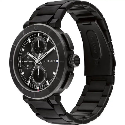 Tommy Hilfiger Men's Watch – Model 1792119 Lorenzo | Black Stainless-Steel Chronograph Design