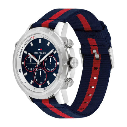 Tommy Hilfiger Men’s Watch – Model 1792124 | Sporty Blue Design with Red Accents