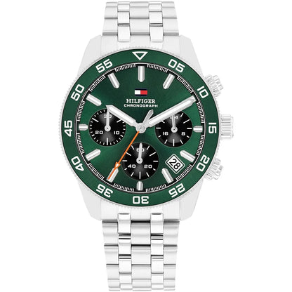 Tommy Hilfiger TH85 1792214 Chronograph Green Dial Men's Silver Steel Watch