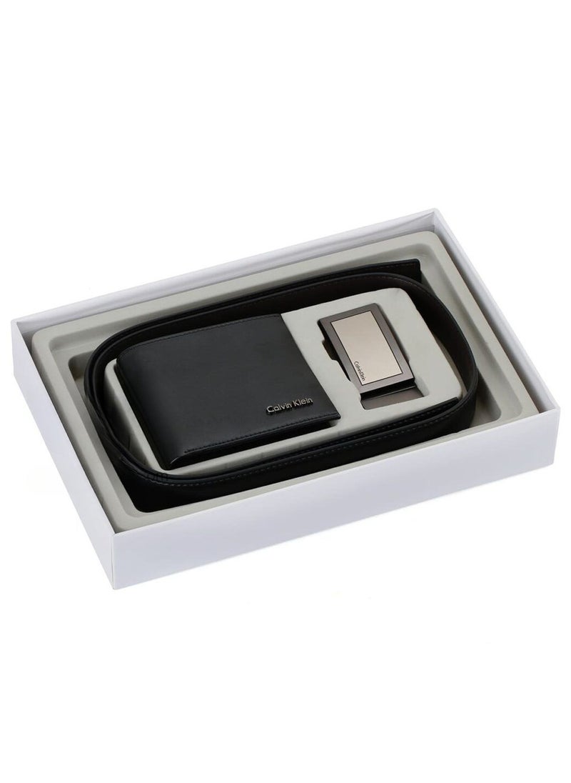 CK Black Leather Wallet-Belt Set For Men 14#