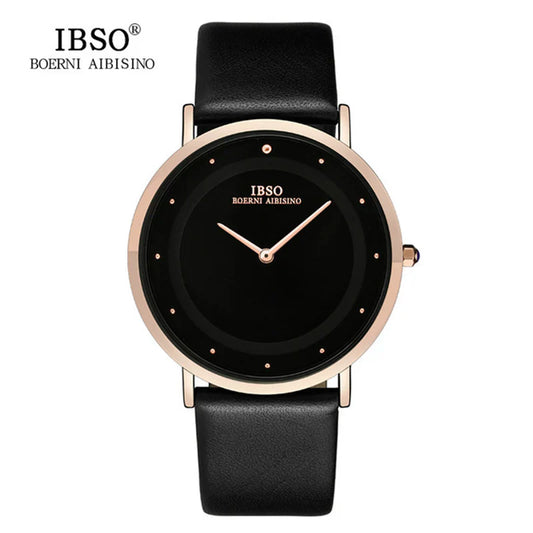 IBSO Slim Leather Belt Watch - Golden Frame - S8160G
