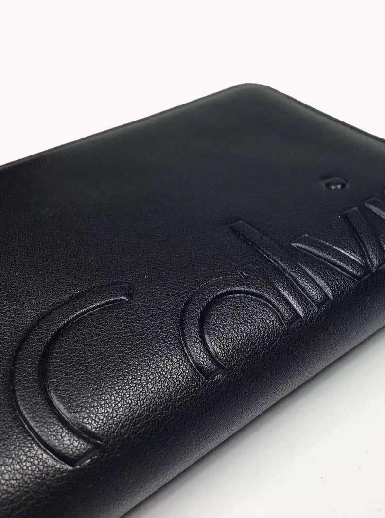 CK Long Black Leather Wallet For Unisex 76#