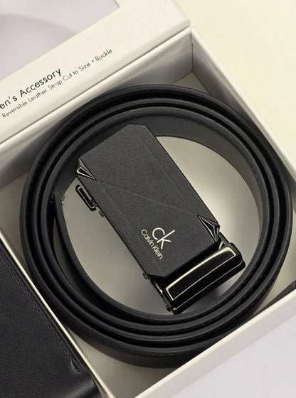 CK Black Leather Wallet-Belt Set For Men 9#