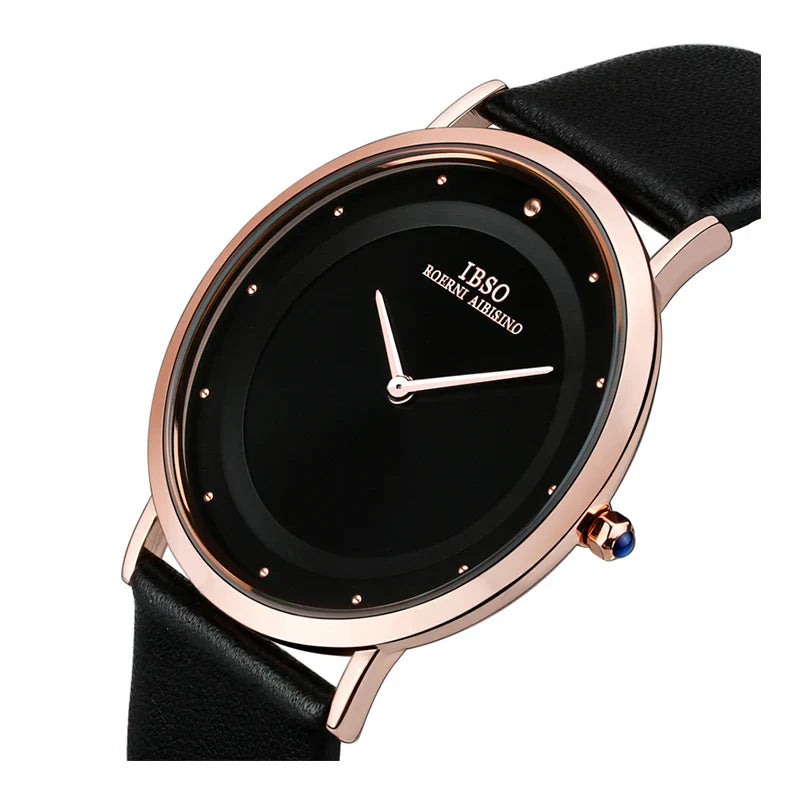 IBSO Slim Leather Belt Watch - Golden Frame - S8160G