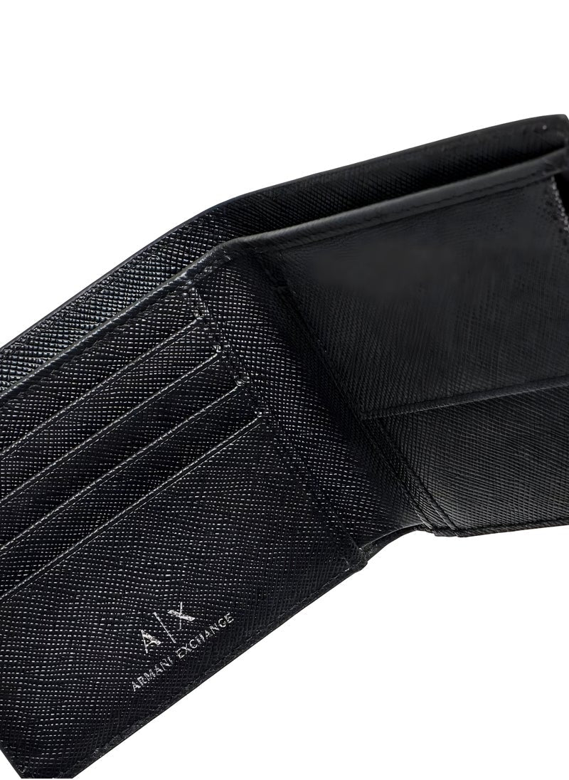 AX Black Leather Wallet & Keychain Set For Men 17#