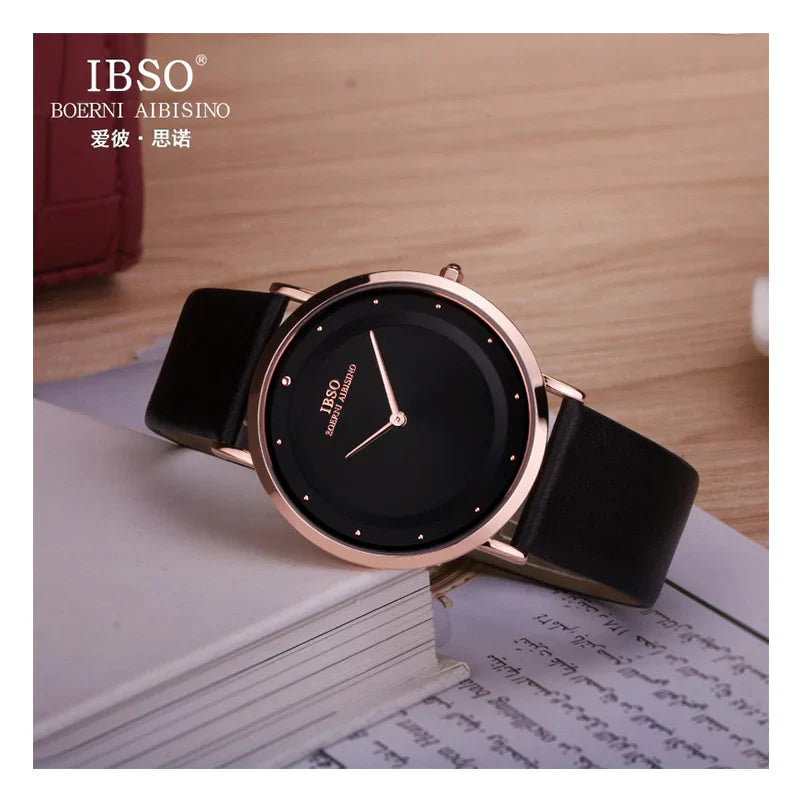 IBSO Slim Leather Belt Watch - Golden Frame - S8160G