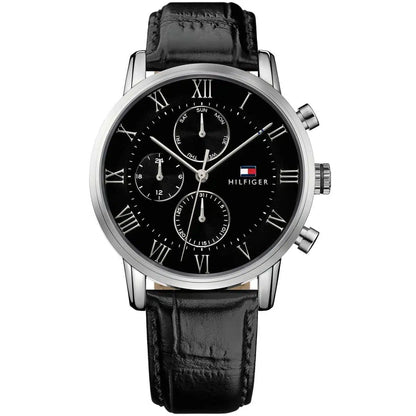 Tommy Hilfiger Kane 1791401 Multi-Function Black Dial Men's Black Leather Watch