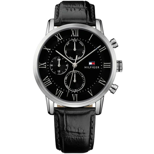 Tommy Hilfiger Kane 1791401 Multi-Function Black Dial Men's Black Leather Watch