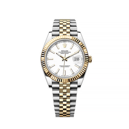 Rolex Datejust 41mm White Dial Half Gold Jubilee Bracelet