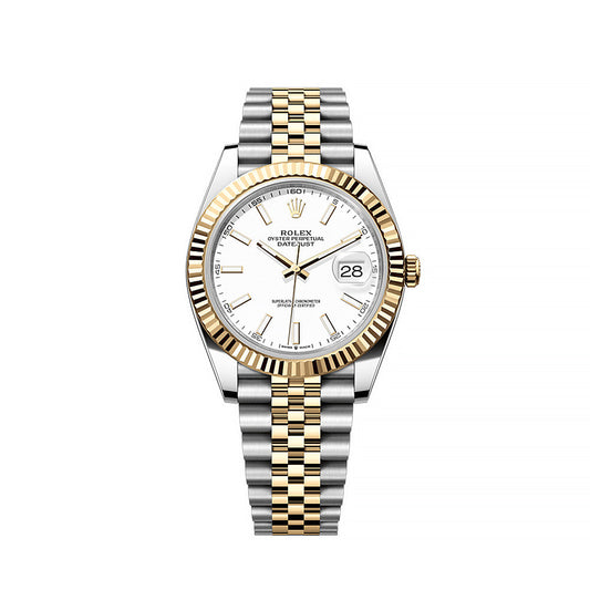 Rolex Datejust 41mm White Dial Half Gold Jubilee Bracelet