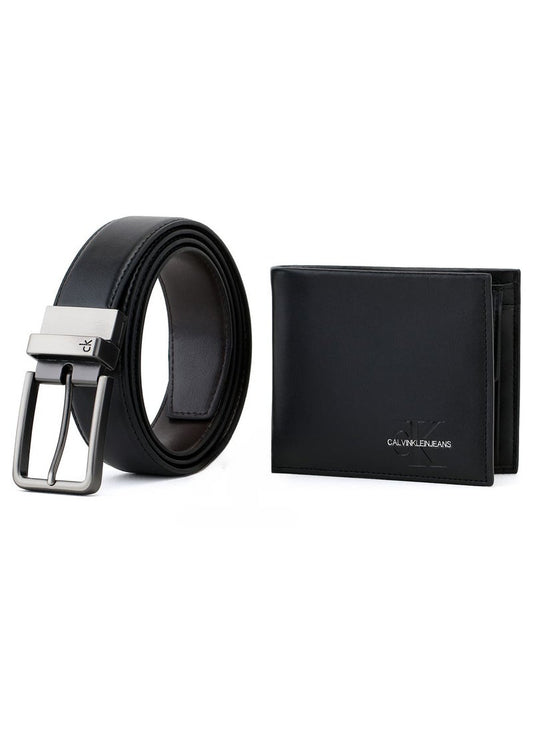 CK Black Leather Wallet-Belt Set For Men 11#