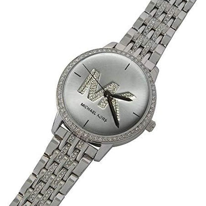 Michael Kors MK4370 Women’s Silver Dial Silver Stainless Steel Crystal MK Logo Watch
