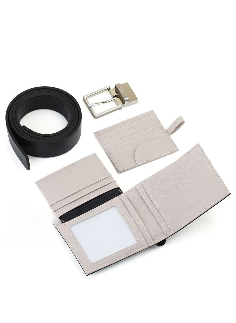EA Black Leather Wallet-Belt Set For Men 21#