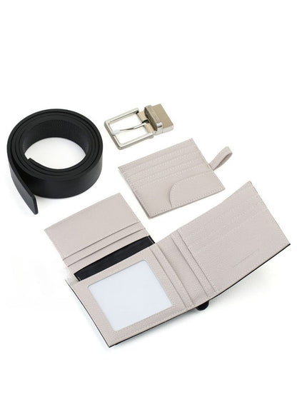 EA Black Leather Wallet-Belt Set For Men 21#