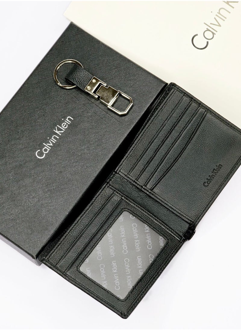 CK Black Leather Wallet-Keychain Set For Men 8#