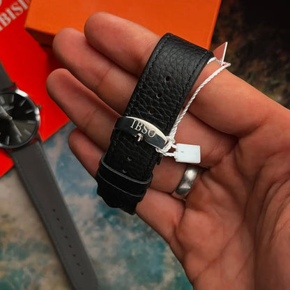 IBSO Slim Leather Belt Watch - Silver Frame - S8160G