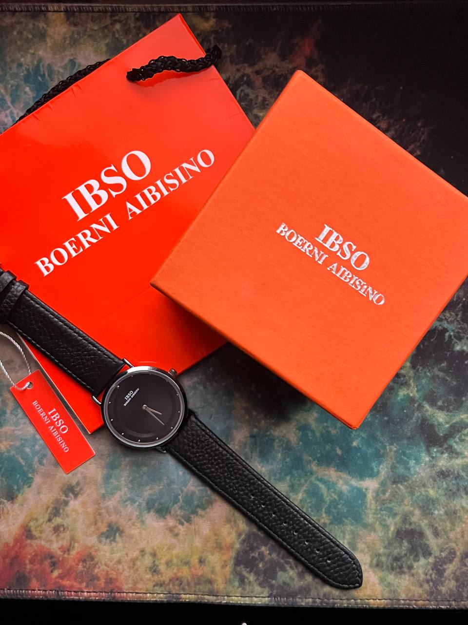 IBSO Slim Leather Belt Watch - Silver Frame - S8160G