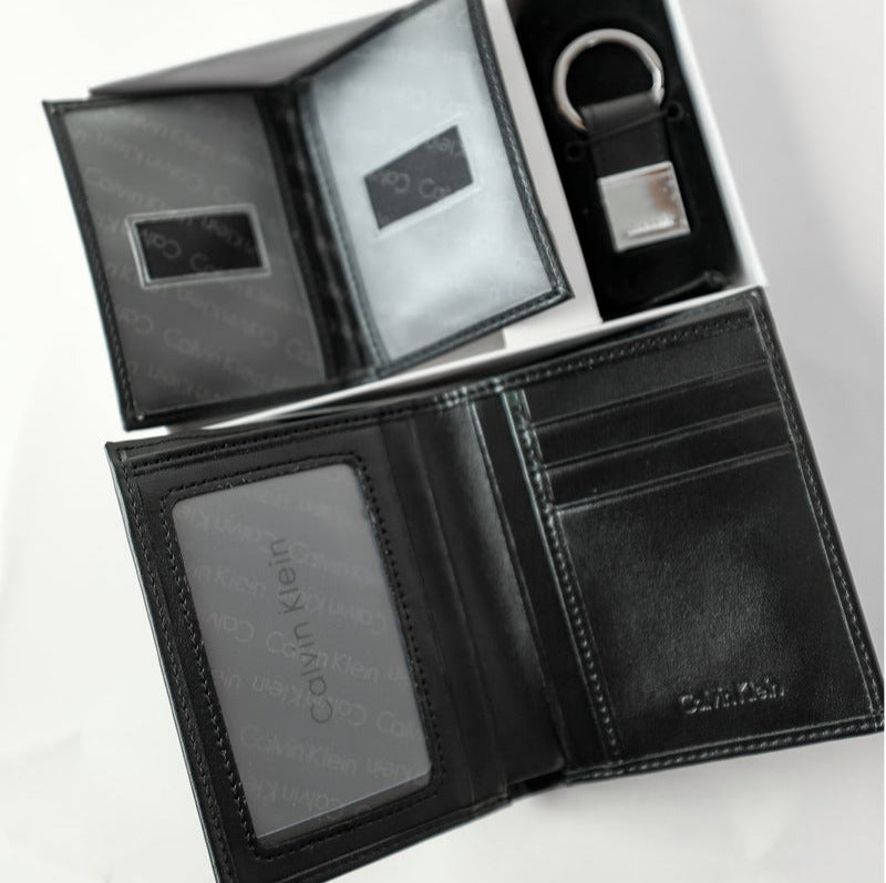 CK Black Leather Wallet-Keychain Set For Men 5#