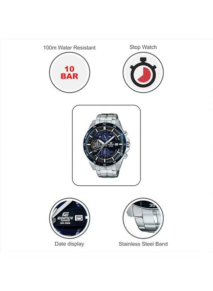 Casio Edifice Men’s Watch – Model EFR-556DB-2AV | Precision Chronograph in Blue & Silver