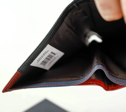 TH Black Leather Bifold Wallet For Men