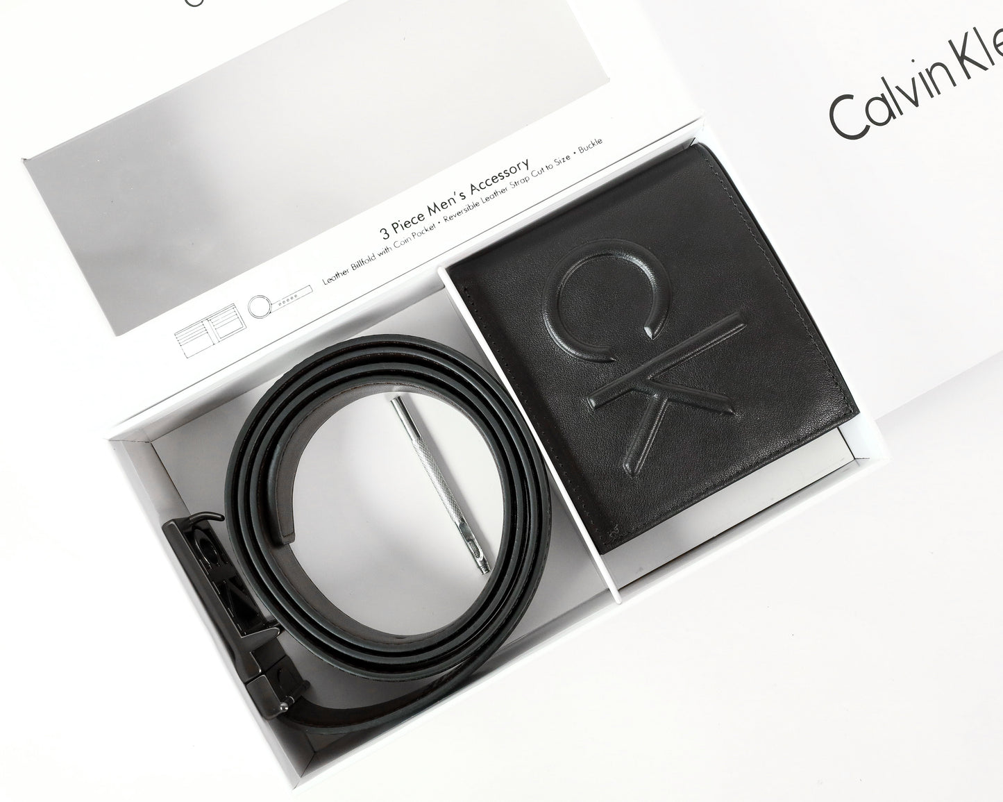 CK Black Leather Wallet-Belt Set For Men 7#