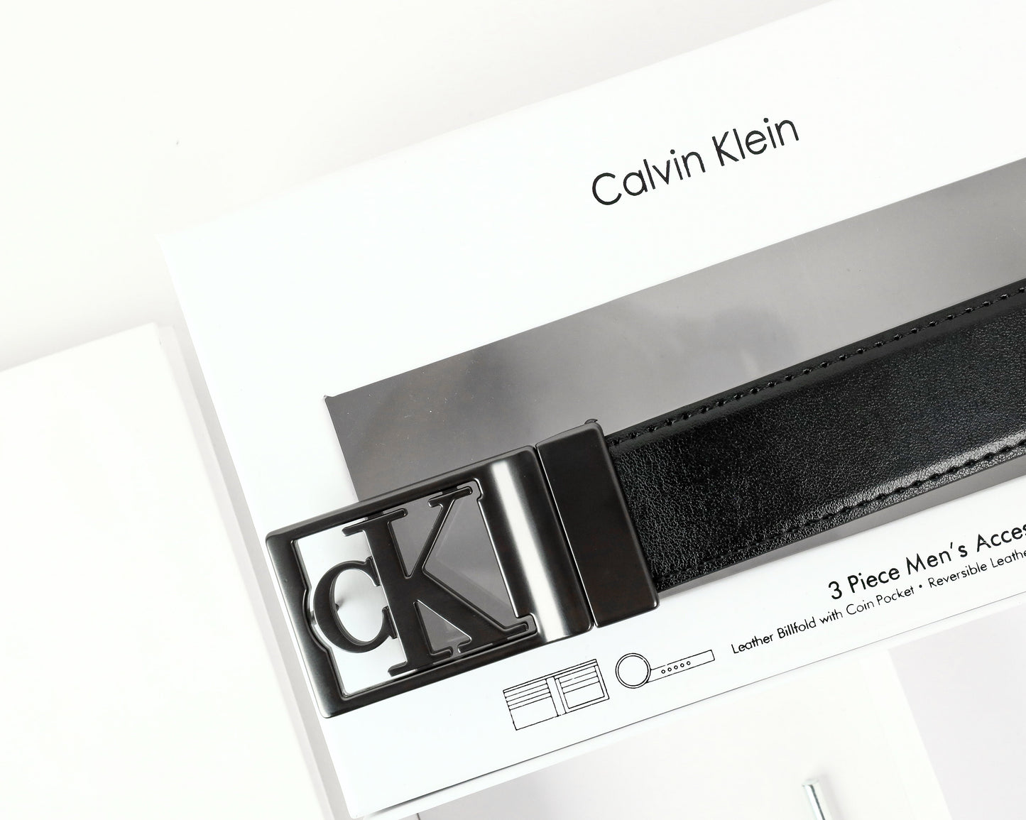 CK Black Leather Wallet-Belt Set For Men 7#